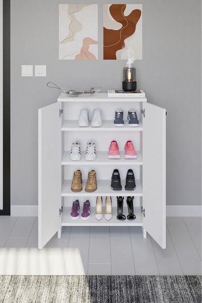 modüleva 2 Kapaklı Ayakkabılık Çok Amaçlı Dolap Ayakkabı Dolabı 5 Katlı Mutfa...