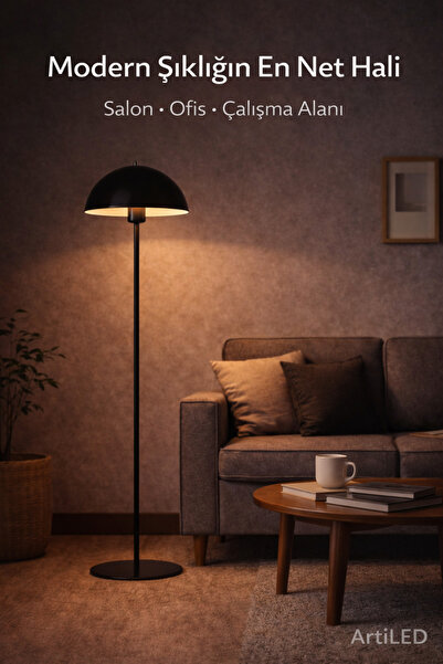 ARTILED Mantar Başlıklı Metal Lambader - Modern Köşe Aydınlatması - Dekoratif...