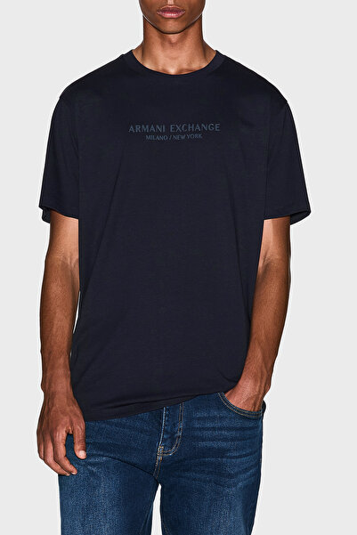 Armani Exchange Бавовняна футболка з логотипом, регулярного крою, з круглим в...