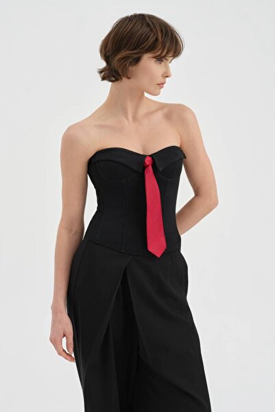 tw3 Women's Front Tie Detailed Design Crop Corset