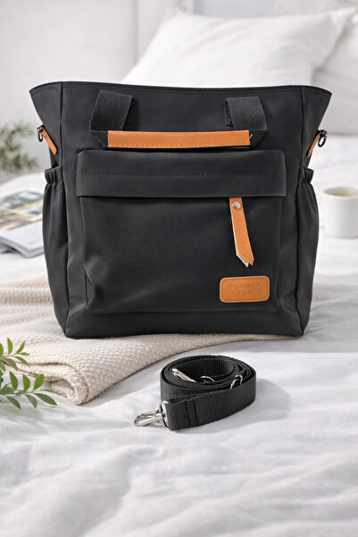 Özkayalargroup Women's Satin Multi-Pocket Zippered Shoulder Bag with Strap