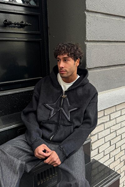 Flaw Wear Star's Embroidered Full Zip Hoodie