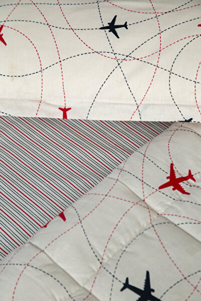 Apricitas HOME Plane Single Bed Sheet Set with Elastic Fitted Sheet, 100% Cotton