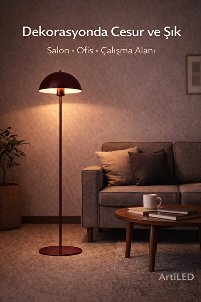 ARTILED Mantar Başlıklı Metal Lambader - Modern Köşe Aydınlatması - Dekoratif...