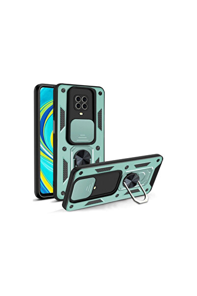 eco port حافظة ريدمي نوت 9 برو من السيليكون مع حلقة عدسة بارس - أخضر