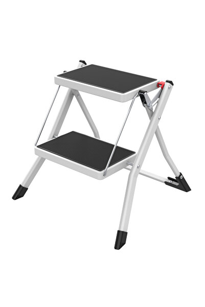 Liberti Steel 2-Step Folding Stool Ladder, Portable Heavy-Duty Safety Step La...