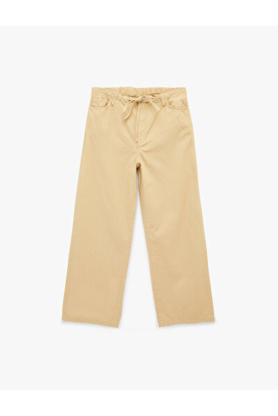 Koton cu buzunare șnur în talie bumbac lu wide-leg Pantaloni - Blugi largi st...