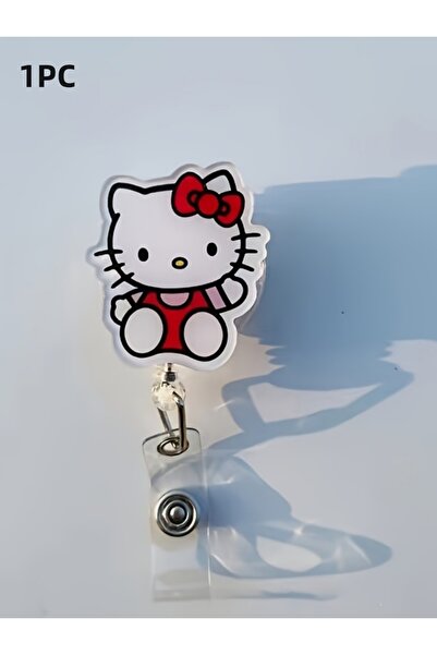 choice2 style A 1pc Hello Retractable Kitty Id Badge Holder With Clip Acrylic...