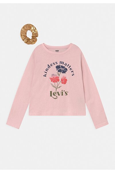Levi's Kids Girls' pink blouse with logo + BONUS: Gold hair Stretchy