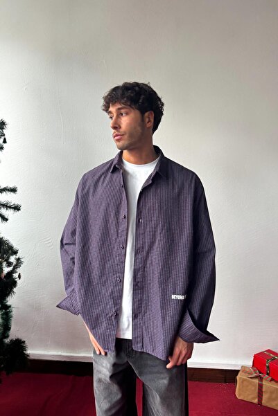 Flaw Wear Beyond the Basic Embroidered Checkered Shirt Burgundy