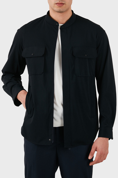 Emporio Armani Regular Fit Classic Collar Hidden Zipper Shirt Men's Shirt Em0...