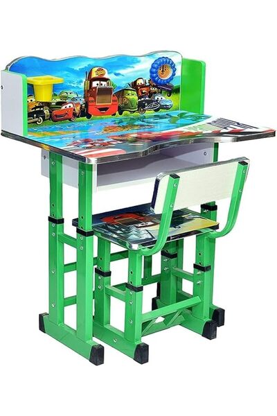 Afifa Furniture طقم طاولة وكرسي دراسة للأطفال قابل للتعديل باللون الأزرق