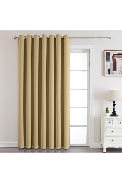 JOYDECO Thick thermal curtain 240 cm height, 140 cm width, Beige-1 piece