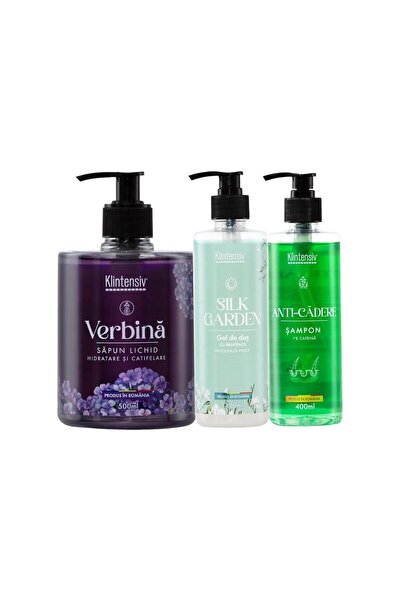 KLINTENSIV Set Cadou – Sapun Lichid Verbină 500ml, Gel de Dus Silk Garden 400...