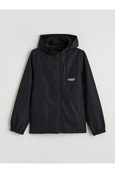 LC Waikiki LCW Kids Negru hidrofug K cu glugă Palton pentru băieți