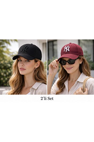 Wearflawless Unisex Σετ 2 ρυθμιζόμενων καπέλων, Καπέλο με κέντημα NY, Γυναικε...
