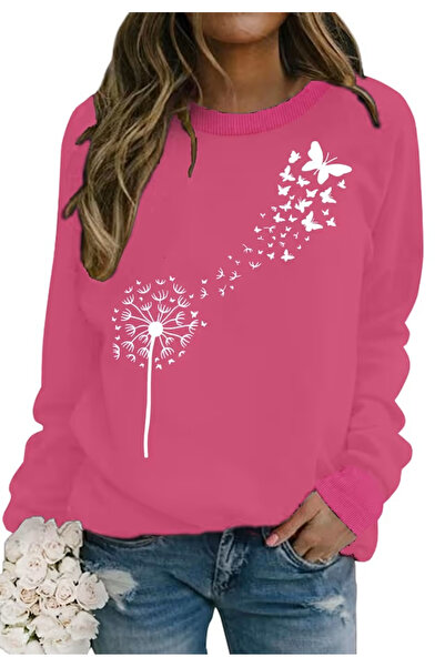 Dandelion Bluză casual pentru femei, pulover respirabil , decolteu rotund, roz S