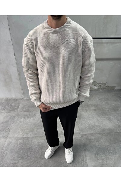 DIFRANSEL JEANS Men's Crew Neck Oversize Knitwear Sweater