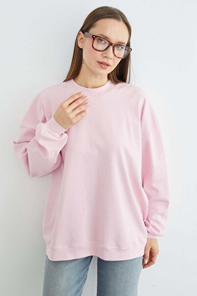Fulla Moda Basic Crew Neck Oversize Sweatshirt