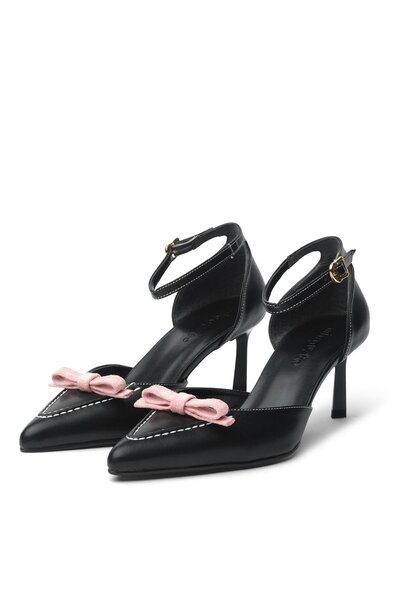 Mio Gusto Ingrid Bowknot Black Color Women's Heeled Shoes