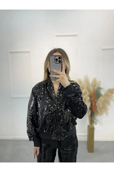 Newpera İstanbul Ribana Detaylı Astarlı Payet Bomber Ceket