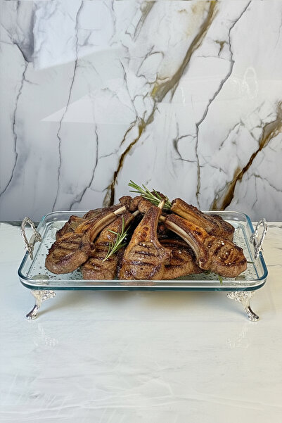 MAY HOME Glass Presentation Dish with Stand and Handle