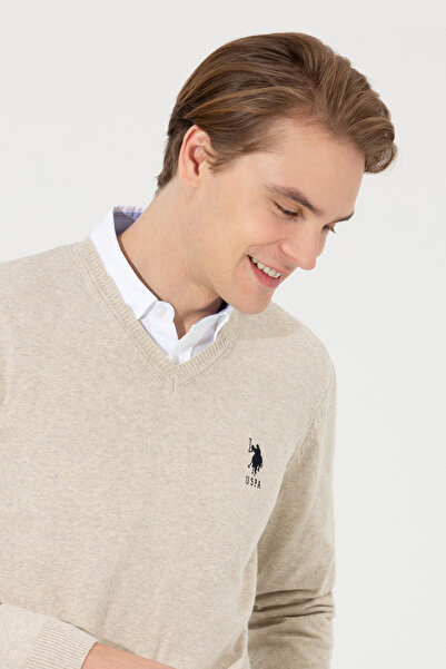 U.S. Polo Assn. Men's Stone Melange Basic Sweater 50253445-Vr225