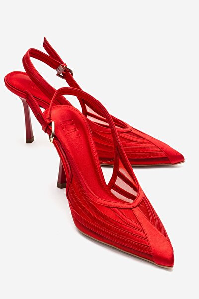 LuviShoes Fauna Red Satin Women's Heeled Shoes