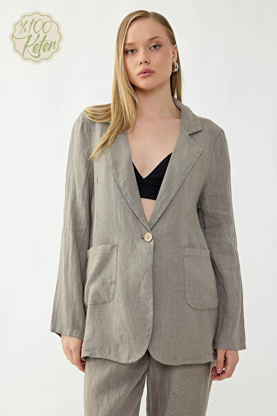 Vitrin 100% Linen Single Button Pocket Jacket