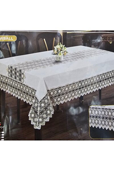 KÜBRAHOME'S Gardenya Flax 160X220 cm Ara Datelli Tablecloth Ecru-Gold