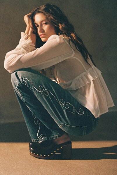 Pull & Bear Zımbalı straight fit jean