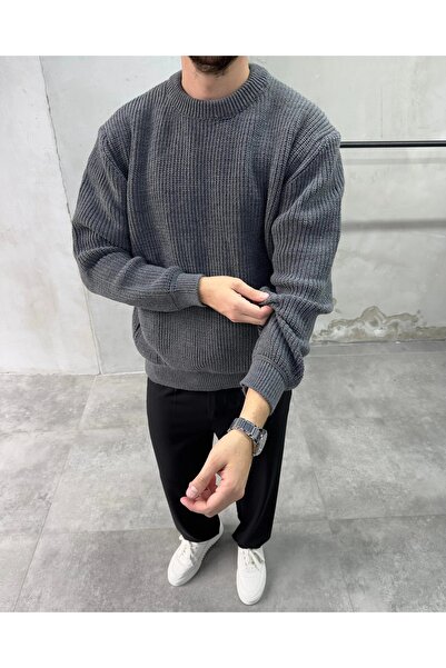 DIFRANSEL JEANS Men's Crew Neck Oversize Knitwear Sweater