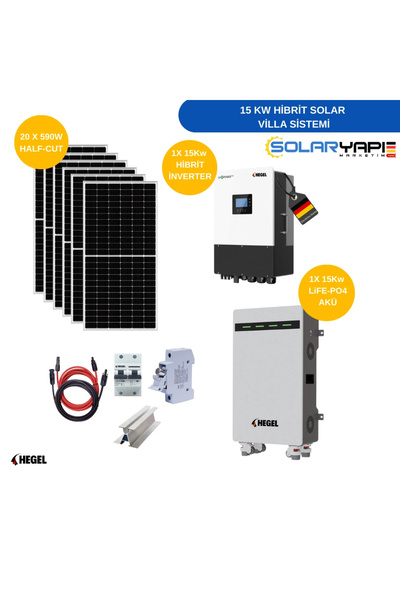 Hegel Villa Güneş Enerjisi Hazır Paket Sistem -15KW HİBRİT GÜNEŞ PANELİ SİSTEMİ