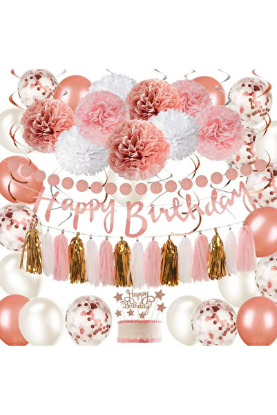 Other Rose Gold Birthday Set Birthday Party Decoration Flower Ball Balloon Set