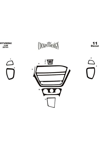 Marscockpitdesign Hyundai I 20 Dashboard/Console Covering 11 Pieces 2014