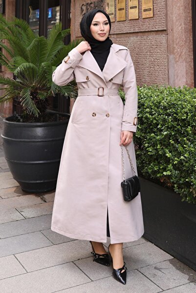 Modamihram Кемеровий тренч з деталізованими ґудзиками, бежевий 19301