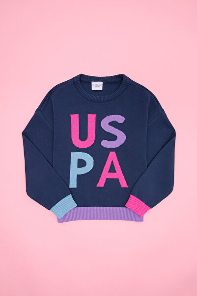 U.S. Polo Assn. Girl's Indigo Crew Neck Sweater 50256705-Vr028