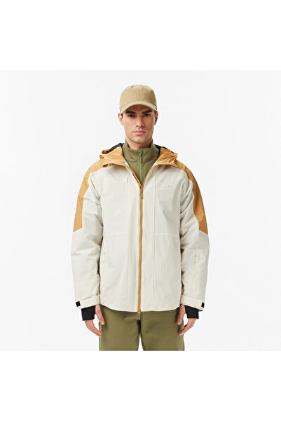 Lacoste Erkek Relaxed Fit Kapüşonlu Renk Bloklu Krem Mont