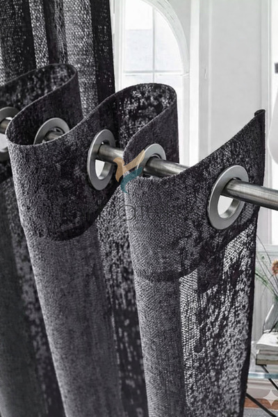farbateks Anthracite Cloud Tulle Curtain Eyelet Curtain Rustic Tulle Curtain