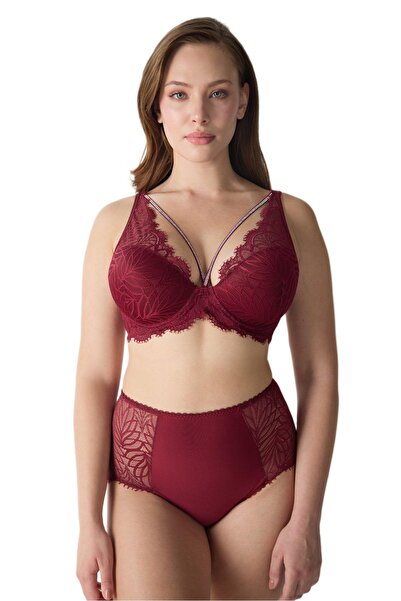 JENSCA Magic Form Γυναικείο Σουτιέν Βουργουνδίας Πέτρινο Δαντέλα τεμαχίων 4686