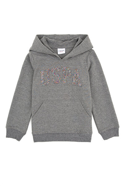 U.S. Polo Assn. Children's Gray Melange Hooded Sweatshirt 50240635-Vr086