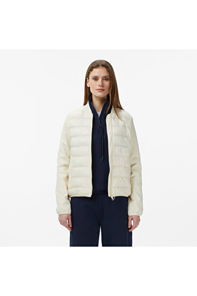 Lacoste Kadın Regular Fit Dik Yaka Renk Bloklu Krem Mont