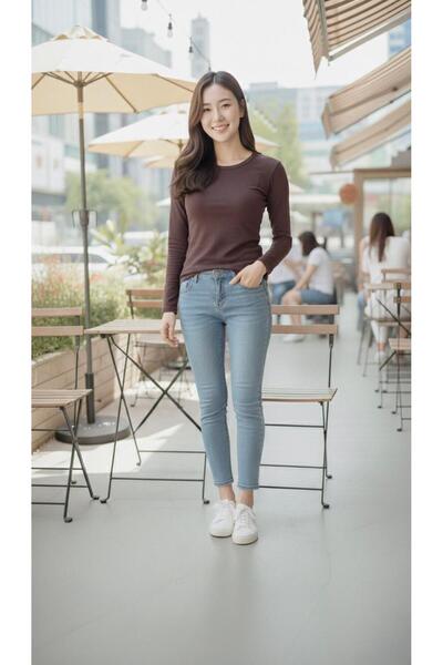 THEBEK Crew Neck Women's Body Badi Super Quality Bicycle Brown