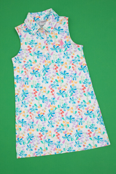 U.S. Polo Assn. Kız Çocuk Beyaz Örme Elbise 50325172-VR013