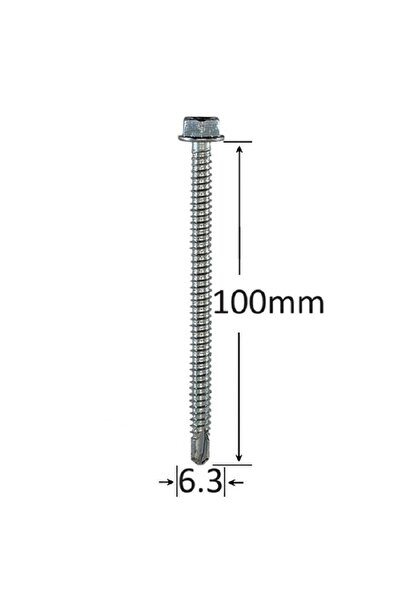 Gray Square Surub Autoforant Cap Hexagonal 6.3x100mm Zincat Total Filetat- 10...