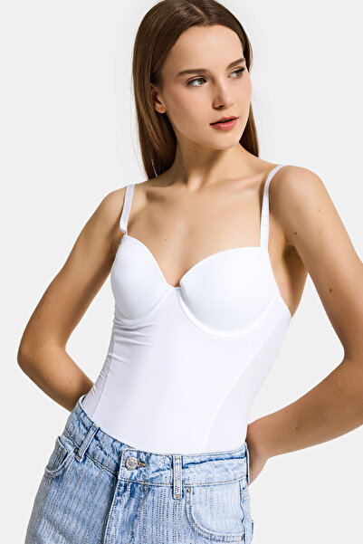 it's basic Women's White W5 Snap-On Gathered Lace Detailed Supported Cup Desi...