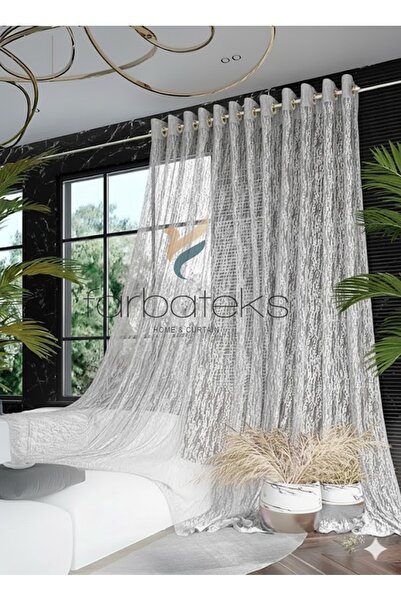 farbateks Siva kora drveta Til zavesa Zavjesa sa ušicama Rustikalna Til zavesa