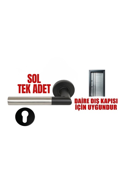 Store VEGA MAT SİYAH SATEN YALE TİPİ SOL PASLANMAZ KAPI KOLU