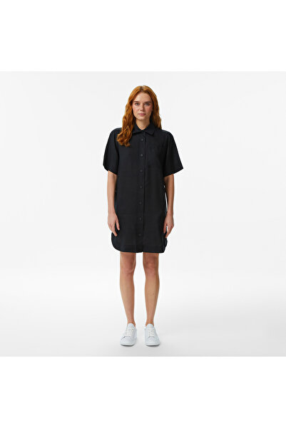 Lacoste Kadın Relaxed Fit Kısa Kollu Siyah Elbise