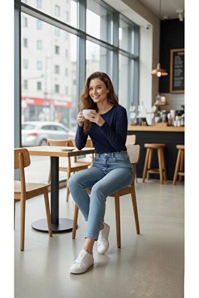 THEBEK Crew Neck Women's Bodysuit Super Quality Cycling Navy Blue